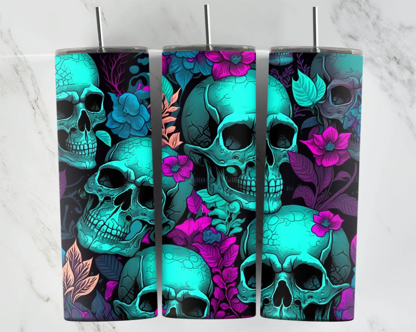 Teal Skull Tumbler