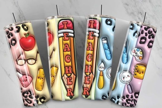 3D Pencil Graphic Teacher Tumbler
