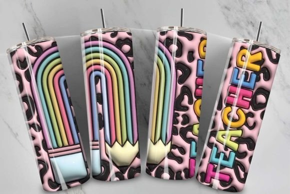 3D Pencil Leopard Teacher Tumbler