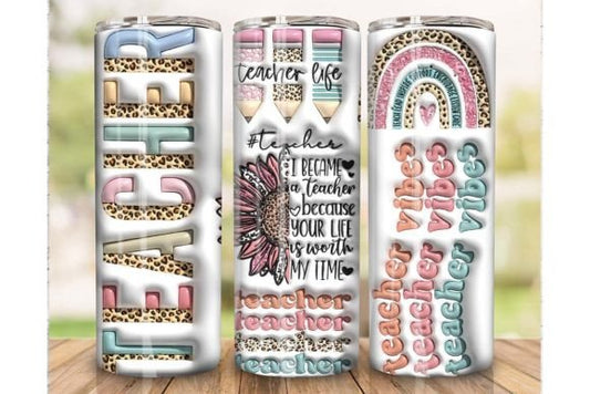 3D Teacher Tumbler Vibe