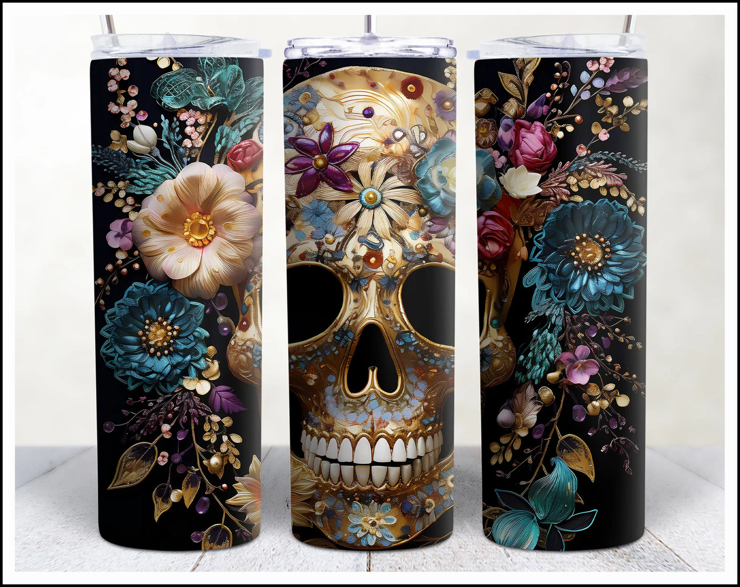 3D Gold Skull Tumbler