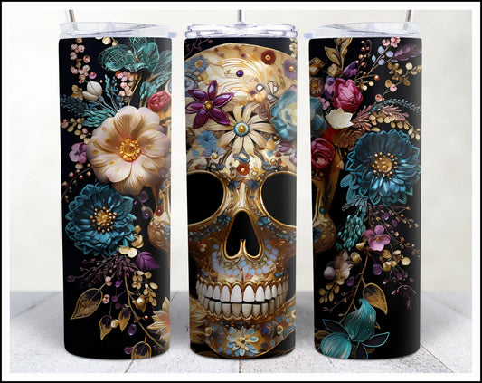 3D Gold Skull Tumbler