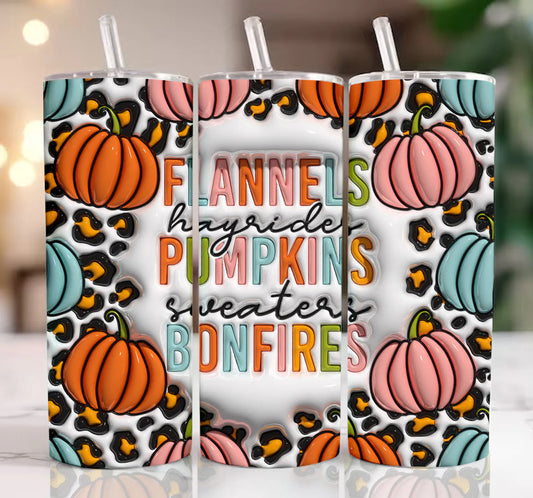 3D Flannels, Hayrides, Pumpkins, Sweaters Bonfires Tumbler