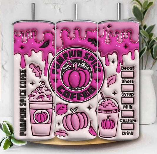 3D Pink Pumpkin Spice Coffee Tumbler