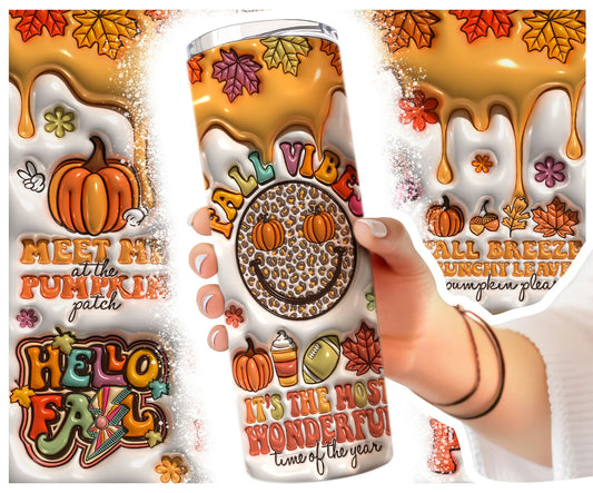 3D Fall Vibes Puffy Tumbler